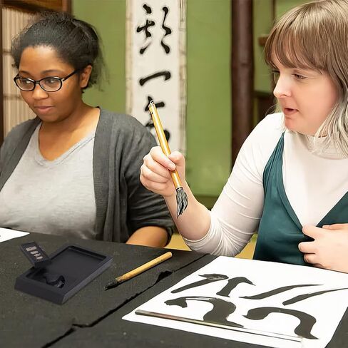 PH PandaHall 2pcs Chinese Calligraphy Inkstone with Ink Stick Traditional Chinese Ink Stones Sumi Drawing Ink Dish Ink Stone Tray for Traditional Calligraphy Practice Painting Drawing in Saudi Arabia