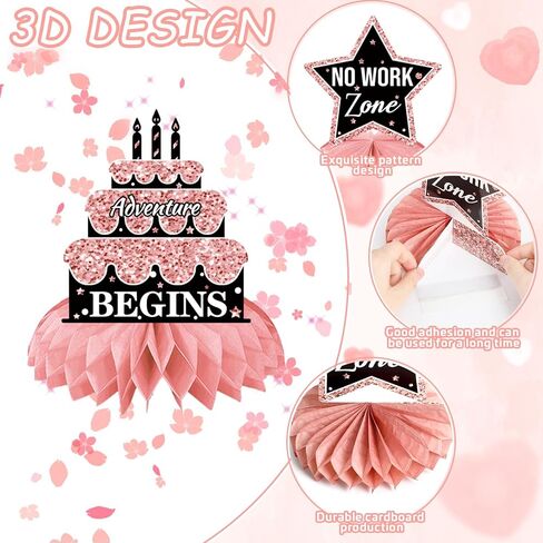 10 Pcs Retirement Party Decorations, Retirement Table Decorations for Women Rose Gold Happy Retirement Decorations Table Honeycomb Centerpieces in Kuwait