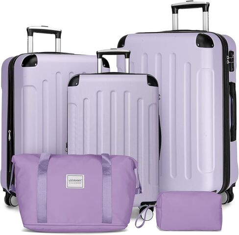 مجموعات الأمتعة من LARVENDER مكونة من 6 قطع من الحقائب الصلبة القابلة للتوسيع مع عجلات دوارة وقفل TSA أسود، مجموعة حقائب سفر للرجال والنساء، أرجواني عنبي in Kuwait