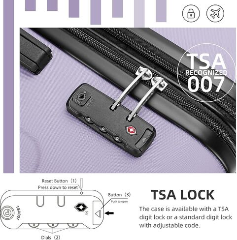 مجموعات الأمتعة من LARVENDER مكونة من 6 قطع من الحقائب الصلبة القابلة للتوسيع مع عجلات دوارة وقفل TSA أسود، مجموعة حقائب سفر للرجال والنساء، أرجواني عنبي in Kuwait