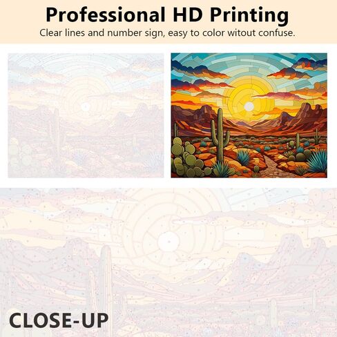 TUMOVO DIY Paint by Numbers for Adults Cactus, Sunset Desert Paint by Numbers Kits with Paintbrushes and Acrylic Pigment, 16X20 Inch Flameless Canvas Wall Decor Oil Painting for Friends Family in Saudi Arabia