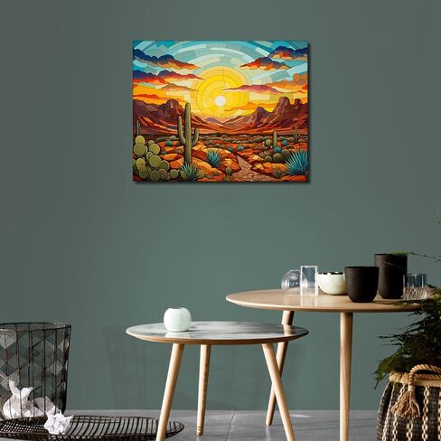TUMOVO DIY Paint by Numbers for Adults Cactus, Sunset Desert Paint by Numbers Kits with Paintbrushes and Acrylic Pigment, 16X20 Inch Flameless Canvas Wall Decor Oil Painting for Friends Family in Saudi Arabia
