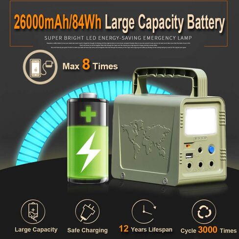 ECO-WORTHY 84Wh Portable Power Station, Solar Generator with 18W Solar Panel, Flashlights, Camp Lamps with Battery, USB DC Outlets, for Outdoor Camping, Home Emergency Power Supply, Hurricane, Fish in Saudi Arabia