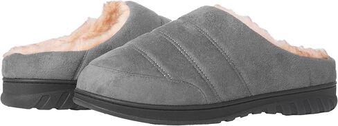 شبشب إسفنج ميموري فوم مقاوم للطقس من جلد الغزال المنتفخ للرجال - شبشب رجالي مريح خفيف الوزن للاستخدام الداخلي والخارجي مع جورب شيرلينغ صناعي in Kuwait