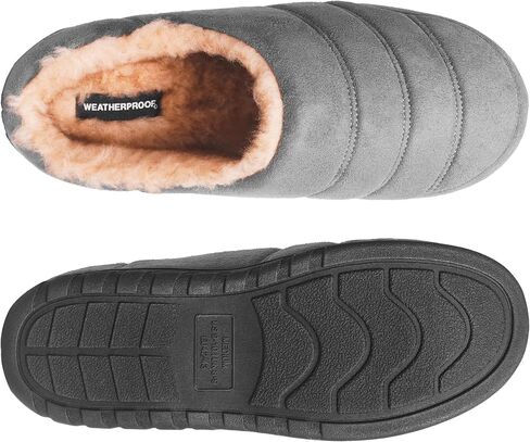 شبشب إسفنج ميموري فوم مقاوم للطقس من جلد الغزال المنتفخ للرجال - شبشب رجالي مريح خفيف الوزن للاستخدام الداخلي والخارجي مع جورب شيرلينغ صناعي in Kuwait