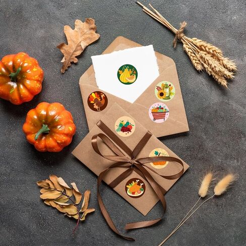 240pcs Thanksgiving Stickers, Fall Round Stickers Turkey Stickers Envelope Seal Stickers Adhesive Autumn Sealing Labels for Thanksgiving Party Decorations Supplies (4 Styles) in Saudi Arabia
