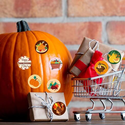 240pcs Thanksgiving Stickers, Fall Round Stickers Turkey Stickers Envelope Seal Stickers Adhesive Autumn Sealing Labels for Thanksgiving Party Decorations Supplies (4 Styles) in Saudi Arabia