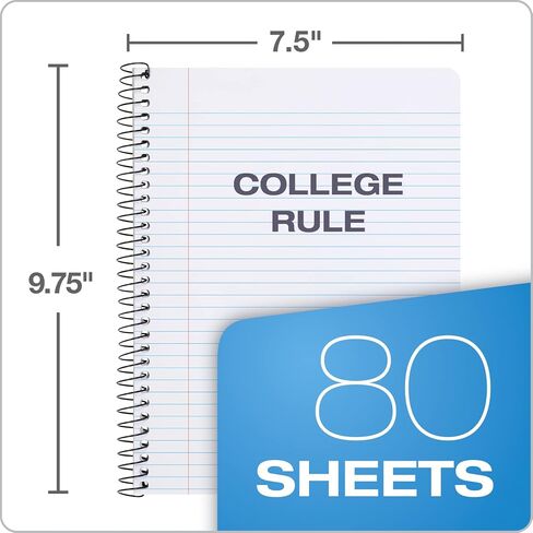 Oxford Spiral Composition Notebooks, 4 Pack, College Ruled Paper, 9-3/4 x 7-1/2 Inches, 80 Sheets, Assorted Pastel Covers (64947) in Saudi Arabia