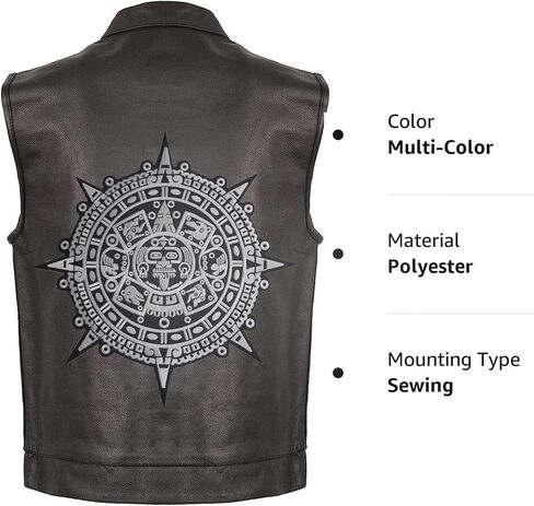 Aztec Calendar Back Patches for Vests (Iron On/Sew On) Motorcycle Patches Multicolor, Custom Jacket Patches for Work Shirts, and Clothes in Saudi Arabia