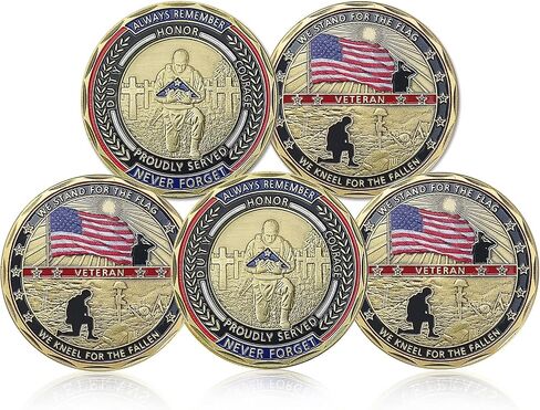 10 Pack US Military Challenge Coins Veterans Coin - Stand for The Flag, Kneel for The Fallen - Veterans Day Gifts Military Retirement Gifts for Men Women Navy Army Air Force Marine Corps in Saudi Arabia