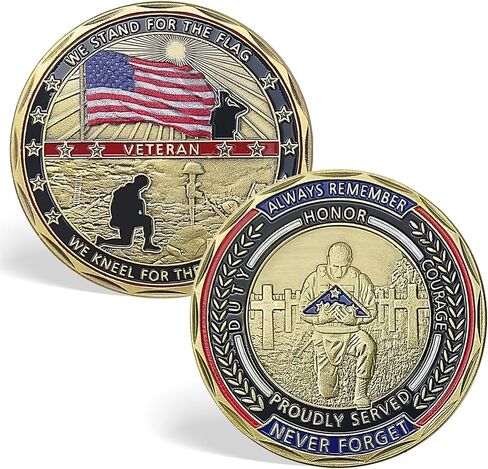 10 Pack US Military Challenge Coins Veterans Coin - Stand for The Flag, Kneel for The Fallen - Veterans Day Gifts Military Retirement Gifts for Men Women Navy Army Air Force Marine Corps in Saudi Arabia