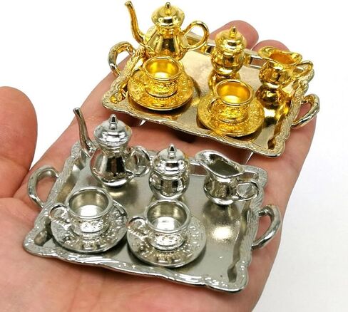 Miniature Tea Set(10pcs), Dollhouse Miniatures Dollhouse Decoration, BJD Decoration Dollhouse, Miniature Artisan Photography Props in Kuwait