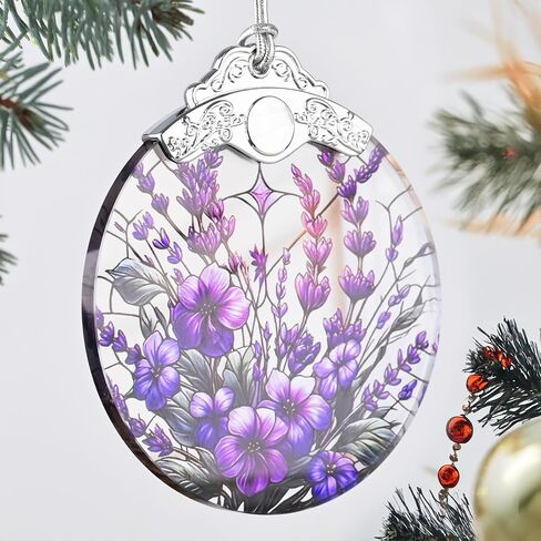 Stained Glass Ornament, Christmas Ornaments, Christmas Tree Decorations, Christmas Decor, Ornaments for Christmas Tree, Holiday Presents, Gift Exchange Ideas - Charming Bauhinia & Violets in Saudi Arabia