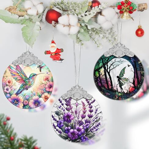 Stained Glass Ornament, Christmas Ornaments, Christmas Tree Decorations, Christmas Decor, Ornaments for Christmas Tree, Holiday Presents, Gift Exchange Ideas - Charming Bauhinia & Violets in Saudi Arabia