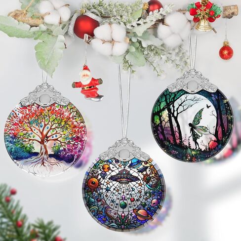 Stained Glass Ornament, Christmas Ornaments, Christmas Tree Decorations, Christmas Decor, Ornaments for Christmas Tree, Holiday Presents, Gift Exchange Ideas - Charming Bauhinia & Violets in Saudi Arabia
