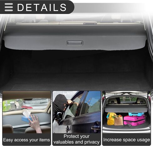 غطاء شحن قابل للسحب للسيارة Motoforti لسيارة Honda CRV 2012-2016 رف صندوق السيارة الخلفي ودرع أمان الأمتعة، قماش، نمط ألياف الكربون الأسود in Saudi Arabia