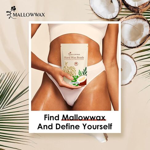 Hard Wax Beads for Hair Removal - Mallowwax Stripless Refillable 2LB Lavender Waxing Beads - Natural & Hypoallergenic Formula for Long-Lasting Smooth Skin - Ideal for At-Home Use and Sensitive Areas in Kuwait