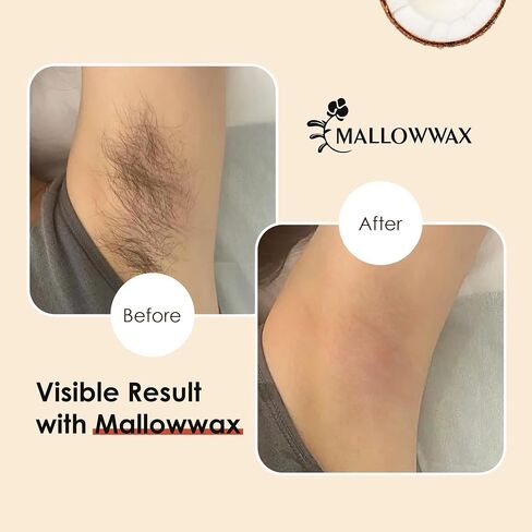 Hard Wax Beads for Hair Removal - Mallowwax Stripless Refillable 2LB Lavender Waxing Beads - Natural & Hypoallergenic Formula for Long-Lasting Smooth Skin - Ideal for At-Home Use and Sensitive Areas in Kuwait