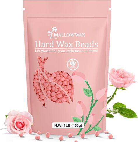 Hard Wax Beads for Hair Removal - Mallowwax Stripless Refillable 2LB Lavender Waxing Beads - Natural & Hypoallergenic Formula for Long-Lasting Smooth Skin - Ideal for At-Home Use and Sensitive Areas in Kuwait