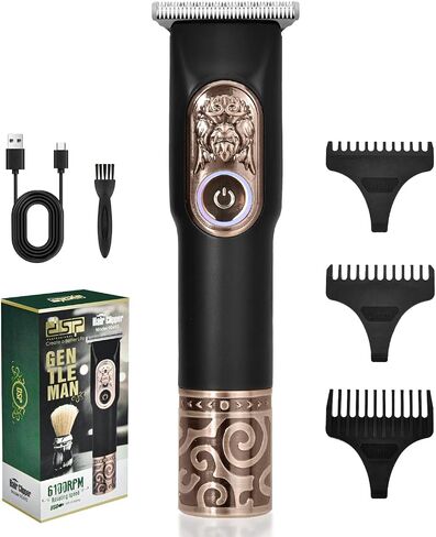 DSP Cordless Hair Clipper for Men Electric Beard Trimmer Hair Trimmer Rechargeable T Trimmer Clipper Machine for Cutting Hair for Men with LED Display (Gold) in Saudi Arabia