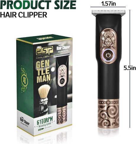 DSP Cordless Hair Clipper for Men Electric Beard Trimmer Hair Trimmer Rechargeable T Trimmer Clipper Machine for Cutting Hair for Men with LED Display (Gold) in Saudi Arabia