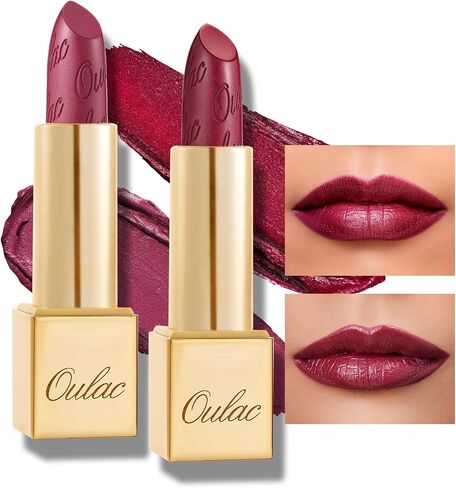 Oulac Metallic Pink Lipstick Set 3PCS High Impact Lipcolor with Moisturizing Formula, Vegan Beauty, Full-Coverage Lip Color 4.3g X 3PCS in Saudi Arabia