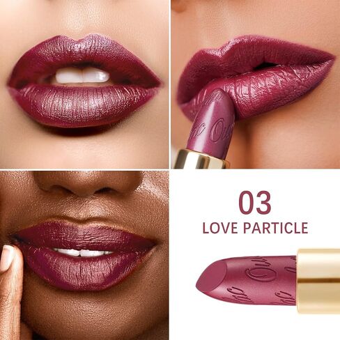 Oulac Metallic Pink Lipstick Set 3PCS High Impact Lipcolor with Moisturizing Formula, Vegan Beauty, Full-Coverage Lip Color 4.3g X 3PCS in Saudi Arabia