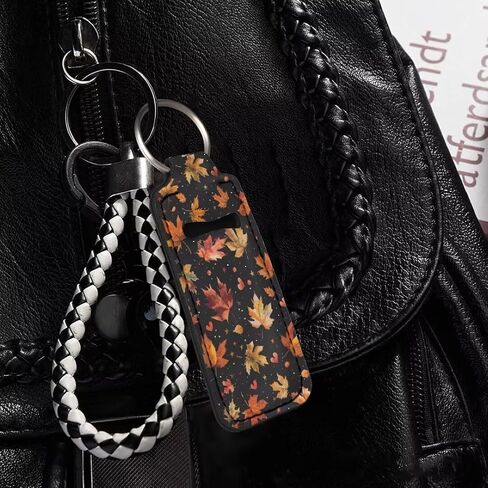 Coldinair Novelty Print Chapstick Keychain Holder Lipstick Holder Clip-on Lipstick Balm Holder Keychains for Women Girls in Kuwait