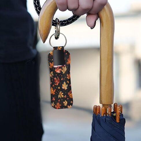 Coldinair Novelty Print Chapstick Keychain Holder Lipstick Holder Clip-on Lipstick Balm Holder Keychains for Women Girls in Kuwait