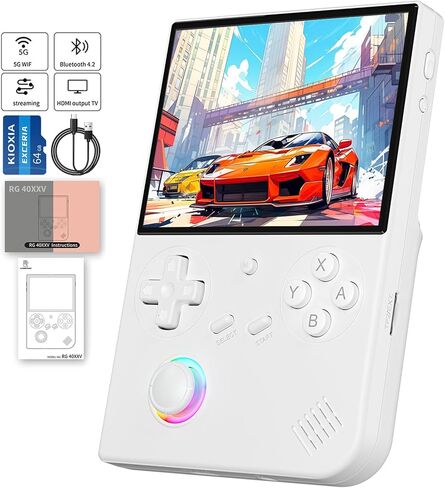 وحدة تحكم ألعاب محمولة RG40XX V وحدة تحكم ألعاب RG40XXV Retro مدمجة بطاقة TF 64 جيجا RG 40XXV وحدة تحكم ألعاب محمولة نظام Linux 64 بت يدعم WiFi وبلوتوث HDMI ومخرج تلفزيون باللون الأبيض in Saudi Arabia