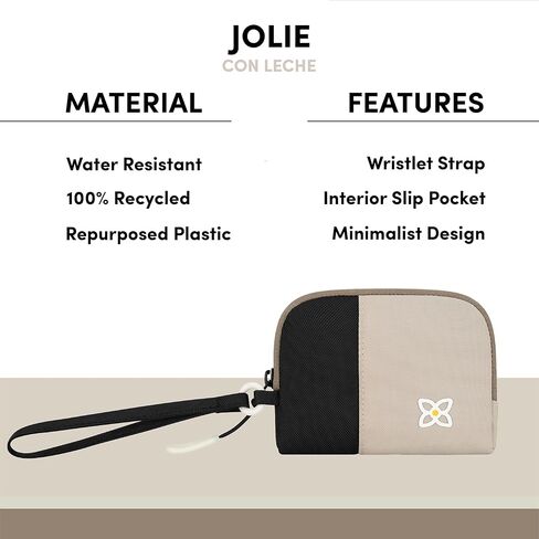 Sherpani Jolie, Lightweight Travel Pouch, Cosmetic Bag, Recycled Wristlet Bag, Toiletry Bag for Women (Con Leche, Small) in Kuwait