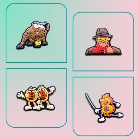 16 قطعة من قطع زينة أحذية بيتكوين للصنادل المنزلقة، وإكسسوارات أحذية عملة بي تي سي للنساء البالغات in Kuwait