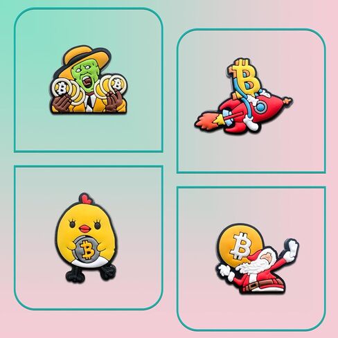 16 قطعة من قطع زينة أحذية بيتكوين للصنادل المنزلقة، وإكسسوارات أحذية عملة بي تي سي للنساء البالغات in Kuwait