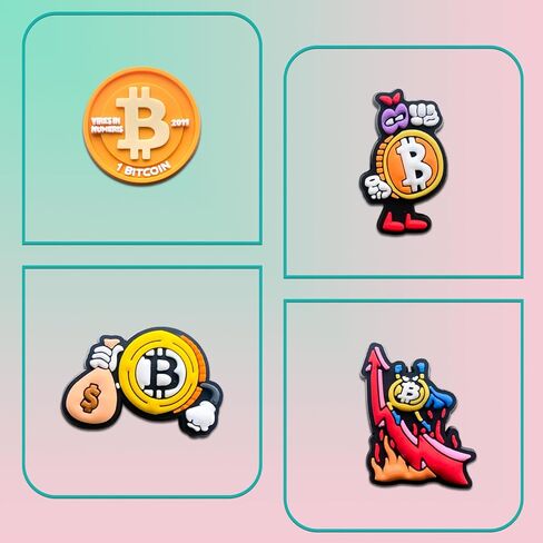 16 قطعة من قطع زينة أحذية بيتكوين للصنادل المنزلقة، وإكسسوارات أحذية عملة بي تي سي للنساء البالغات in Kuwait