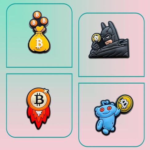 16 قطعة من قطع زينة أحذية بيتكوين للصنادل المنزلقة، وإكسسوارات أحذية عملة بي تي سي للنساء البالغات in Kuwait