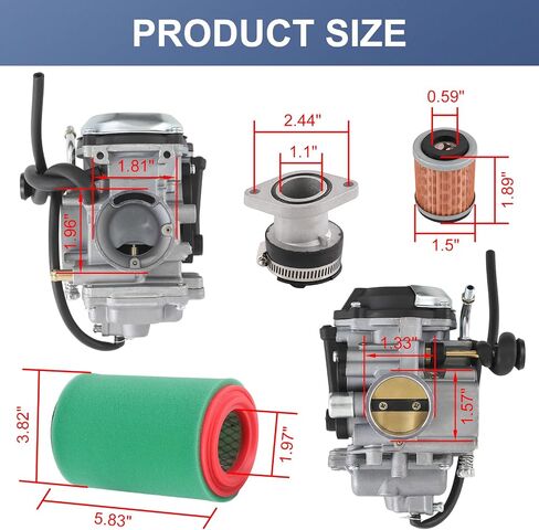 YFM250 Carburetor with Air Filter,Intake Manifold Boot Replacement for Yamaha Bear Tracker 4XE-14140-13-00 Fits for 1999 2000 2001 2002 2003 2004 250 Yfm250X Yfm250Xh Yfm250XM & More ATV Carb in Saudi Arabia