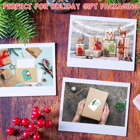 Christmas Gift Tags for Presents Coloured Holiday Decorative Tag Xmas Self Adhesive Name Tags Santa Claus Snowman Stickers(200 PCS) in Kuwait
