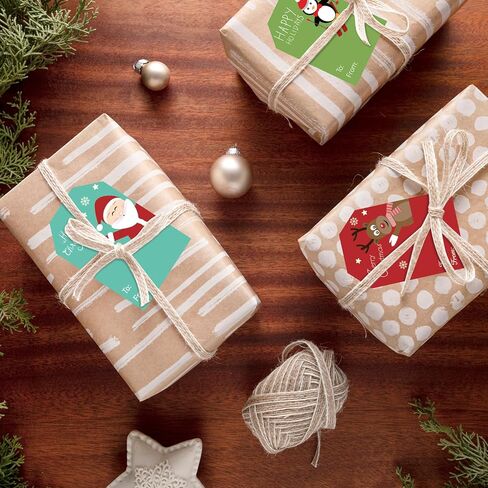 Christmas Gift Tags for Presents Coloured Holiday Decorative Tag Xmas Self Adhesive Name Tags Santa Claus Snowman Stickers(200 PCS) in Kuwait