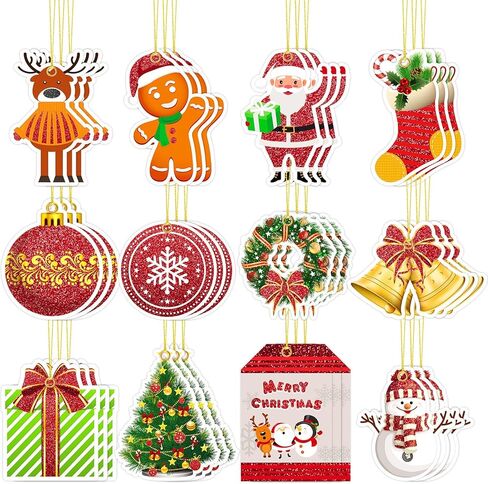 60 قطعة من علامات عيد الميلاد الكبيرة من Sepamoon مع سلسلة، ملصقات علامات اسم العطلة المعلقة من رقائق معدنية لامعة لأكياس هدايا الحفلات وتغليف الهدايا in Kuwait