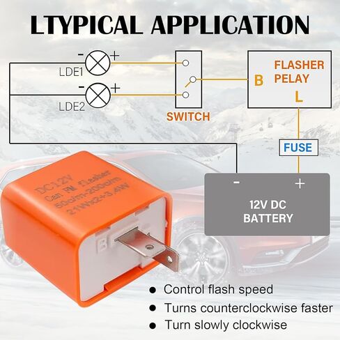 قطعتان من مرحل توجيه السيارة والدراجات النارية، مرحل فلاش LED بتردد قابل للتعديل 12 فولت، مرحل صغير ومحمول مقاوم للغبار، مناسب لمعظم السيارات والدراجات النارية (برتقالي) in Saudi Arabia
