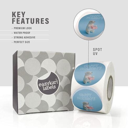 Easykart 500 Happy Holidays Stickers in Roll, Cute Bunny Design Best Suitable for Party Supplies, Envelope Seals, Gift Decoration and many more in Saudi Arabia