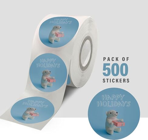 Easykart 500 Happy Holidays Stickers in Roll, Cute Bunny Design Best Suitable for Party Supplies, Envelope Seals, Gift Decoration and many more in Saudi Arabia