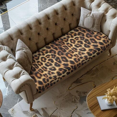 Wanyint Brown Leopard Print Couch Seat Cover Sofa Seat Slipcover Replacement Stretch Furniture Protector Sofa Cover Sofa Slipcover for Kids, Pets, Machine Washable, L in Kuwait