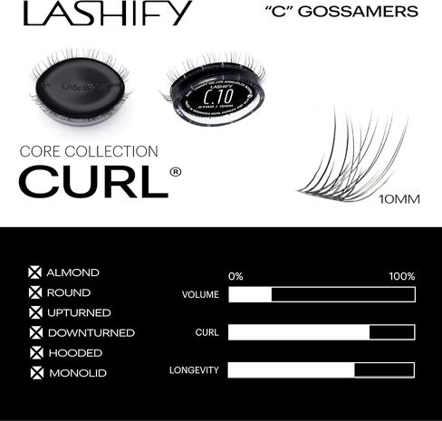 Lashify Curl Gossamer Eyelash Extensions Refill | Control Kit Achieve a natural look with DIY, 14mm False lashes of premium Korean PBT silk. eyelashes for easy application in Saudi Arabia