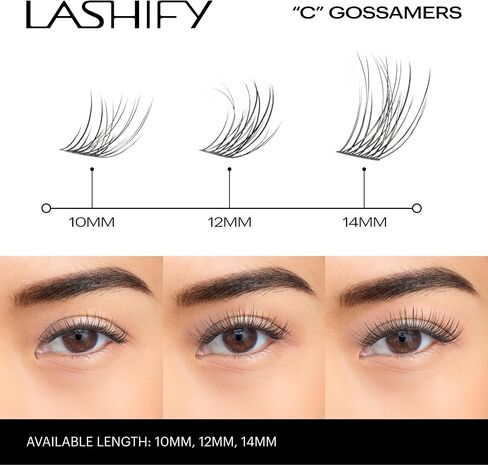 Lashify Curl Gossamer Eyelash Extensions Refill | Control Kit Achieve a natural look with DIY, 14mm False lashes of premium Korean PBT silk. eyelashes for easy application in Saudi Arabia
