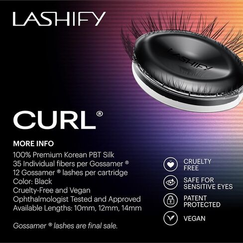 Lashify Curl Gossamer Eyelash Extensions Refill | Control Kit Achieve a natural look with DIY, 14mm False lashes of premium Korean PBT silk. eyelashes for easy application in Saudi Arabia
