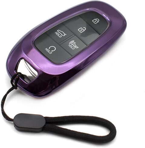 MECHCOS Compatible with Hyundai Tucson Santa Cruz Palisade Ioniq 5 Santa Fe Nexo Sonata Ioniq Purple Black TPU Key Fob Cover Case Remote Holder Skin Protector Keyless Entry Sleeve Accessories in Kuwait