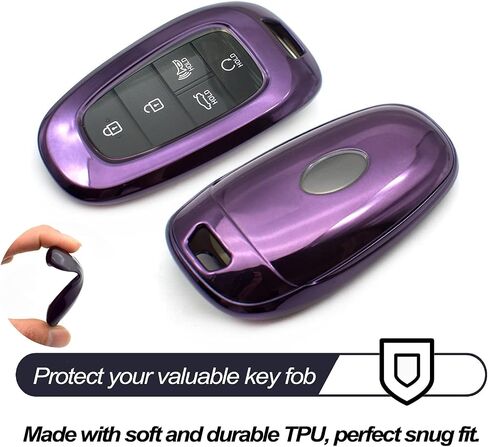 MECHCOS Compatible with Hyundai Tucson Santa Cruz Palisade Ioniq 5 Santa Fe Nexo Sonata Ioniq Purple Black TPU Key Fob Cover Case Remote Holder Skin Protector Keyless Entry Sleeve Accessories in Kuwait