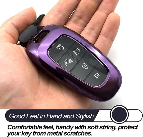 MECHCOS Compatible with Hyundai Tucson Santa Cruz Palisade Ioniq 5 Santa Fe Nexo Sonata Ioniq Purple Black TPU Key Fob Cover Case Remote Holder Skin Protector Keyless Entry Sleeve Accessories in Kuwait