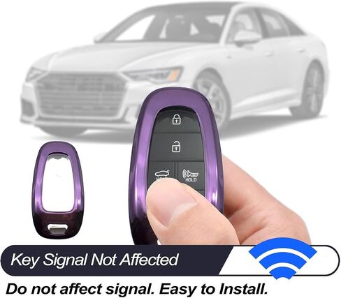 MECHCOS Compatible with Hyundai Tucson Santa Cruz Palisade Ioniq 5 Santa Fe Nexo Sonata Ioniq Purple Black TPU Key Fob Cover Case Remote Holder Skin Protector Keyless Entry Sleeve Accessories in Kuwait